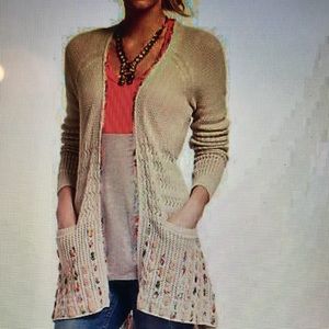 Anthropologie Floral Weave Cardigan